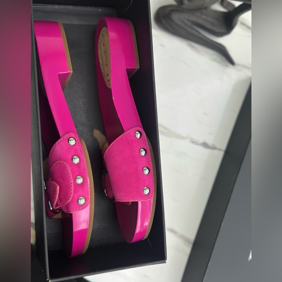 Women's Hot Pink Studded Slide Sandals Coach 6B - Picture 4 of 6